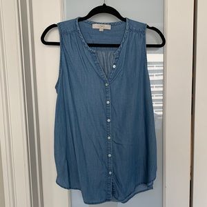 LOFT chambray denim top size S